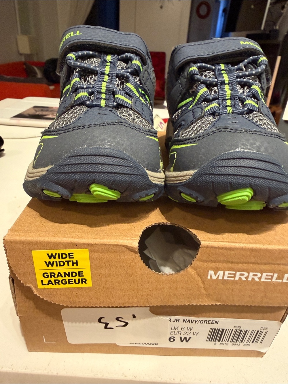 Merrell Kids Navy and Green Trail Sneakers